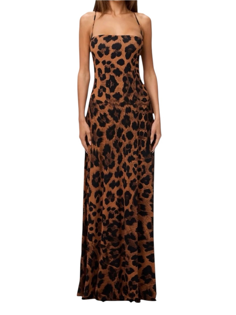 NWT Naked Wardrobe Leopard Print Maxi Dress Size Small Sexy Fitted Long Soft